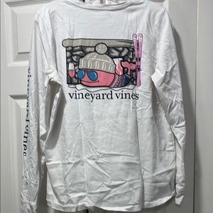 Vineyard Vines White Long Sleeve with Pink Graphic